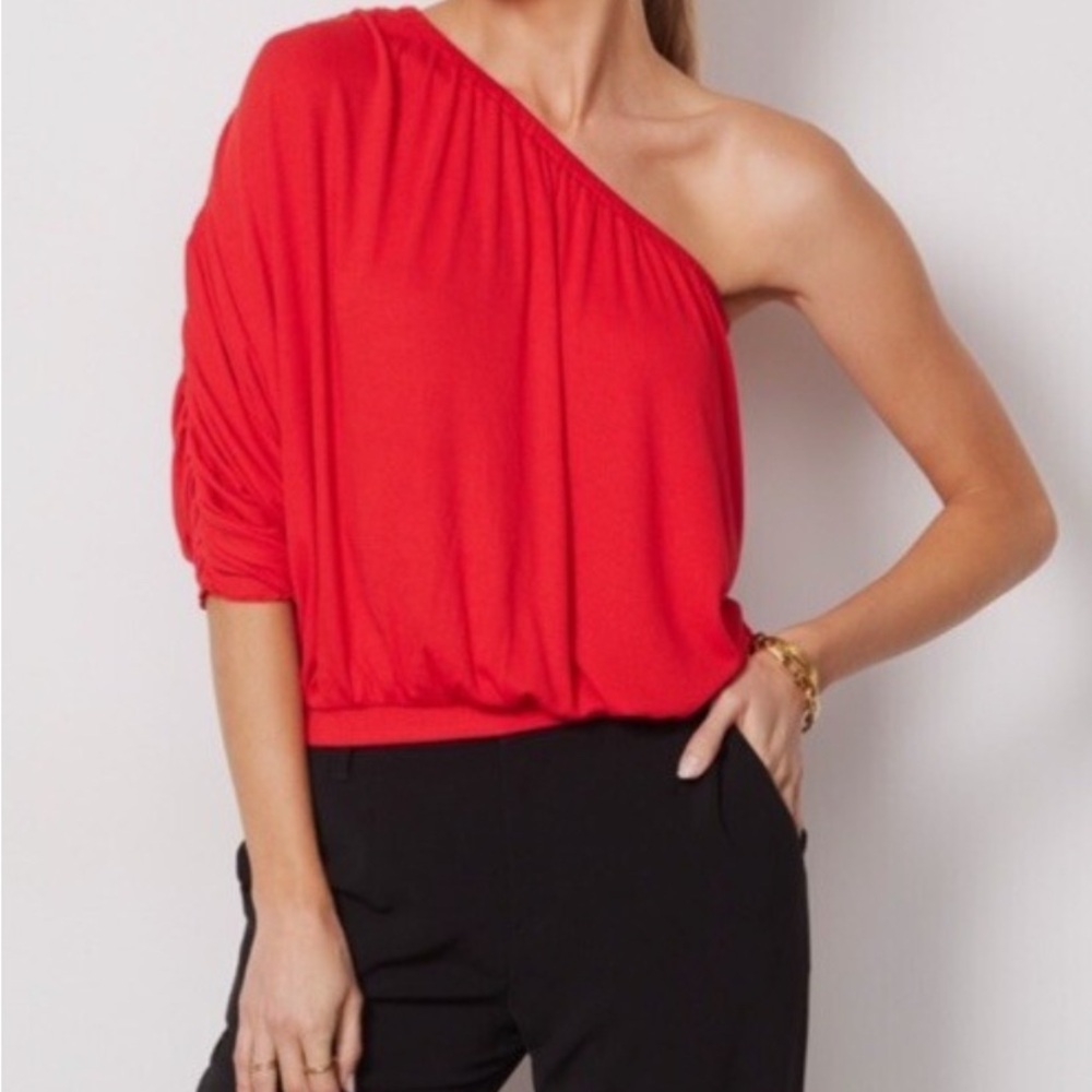 Elegant Red One-Shoulder Top